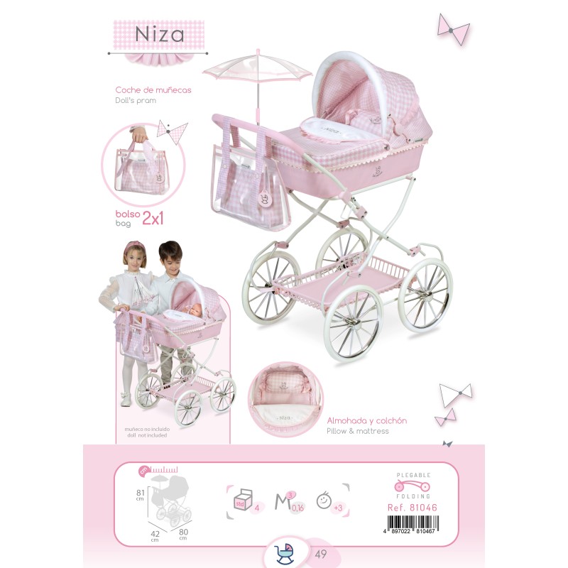 Niza DeCuevas Puppe Mit Weichem Körper - 36 Cm Große Kuschelpuppe Mit Schaukelbett Aus Karton