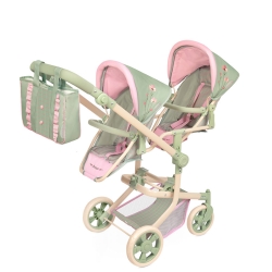 Puppenwagen Zwillingswagen Multipositions Klappbar mit Tasche Botanic DeCuevas 90868