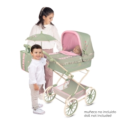 Zusammenklappbarer Reborn-Puppenwagen mit verstellbarem Lenker und Sonnenschirm Botanic DeCuevas 82068 | DeCuevas Toys