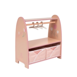 Montessori Holz-Schrank für Puppen Tulipe mit Kleiderbügeln von DeCuevas 55874