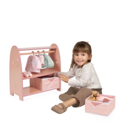 Montessori Holz-Schrank für Puppen Tulipe mit Kleiderbügeln von DeCuevas 55874 | DeCuevas Toys